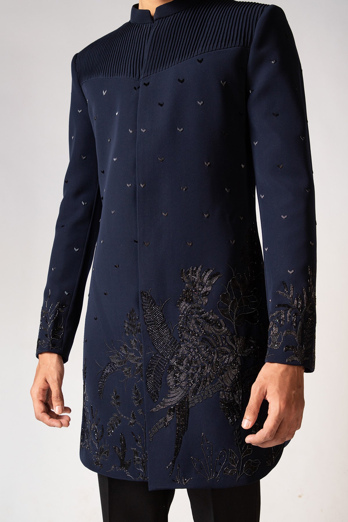 Blue Cutdana & Dabka Achkan Set