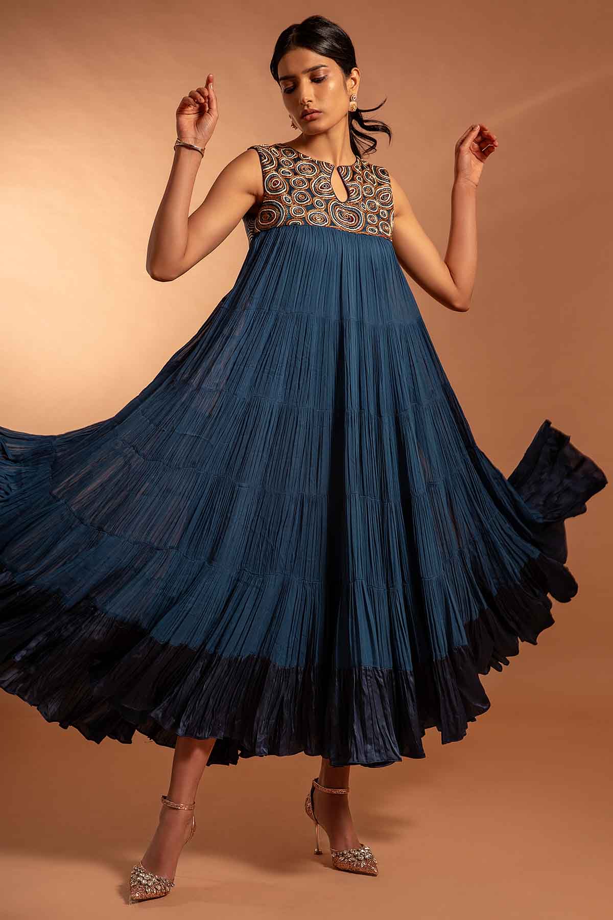 Blue Cutdana Embroidered Dress