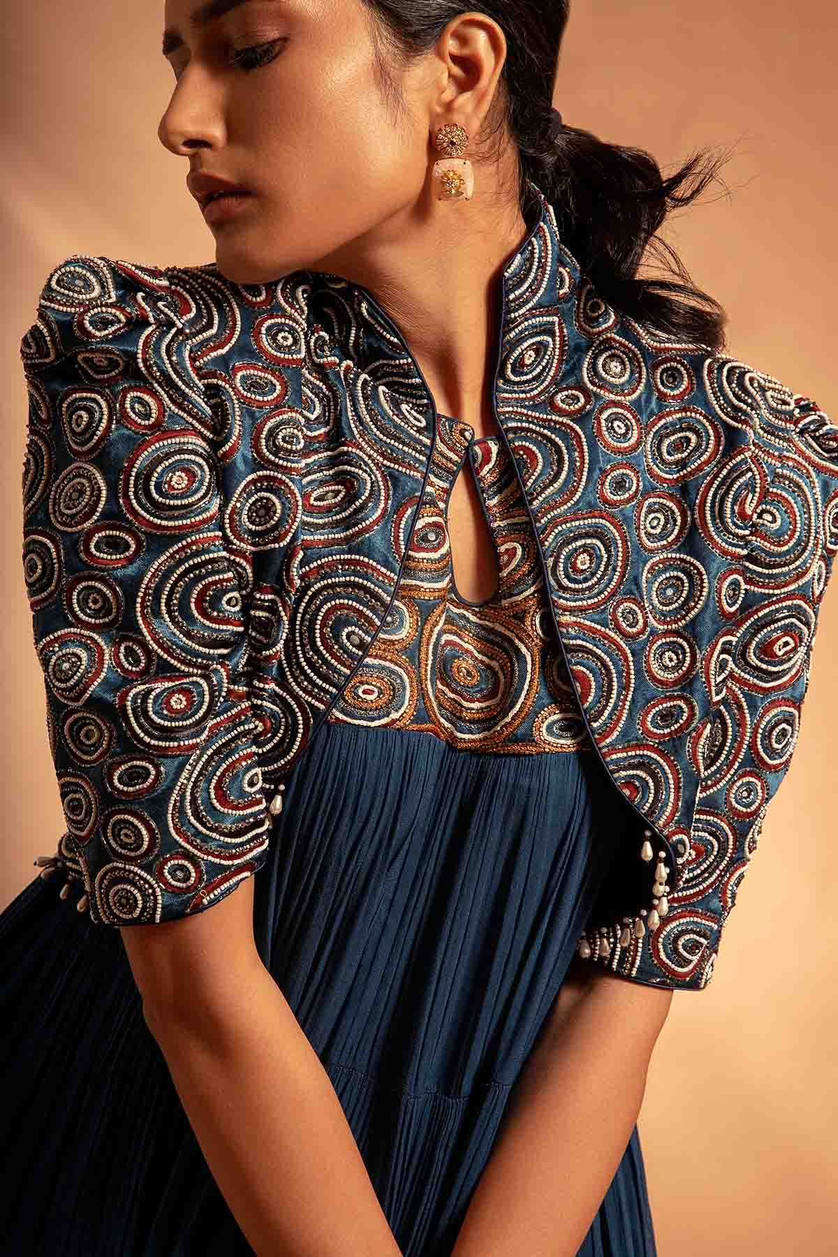 Blue Cutdana Embroidered Dress