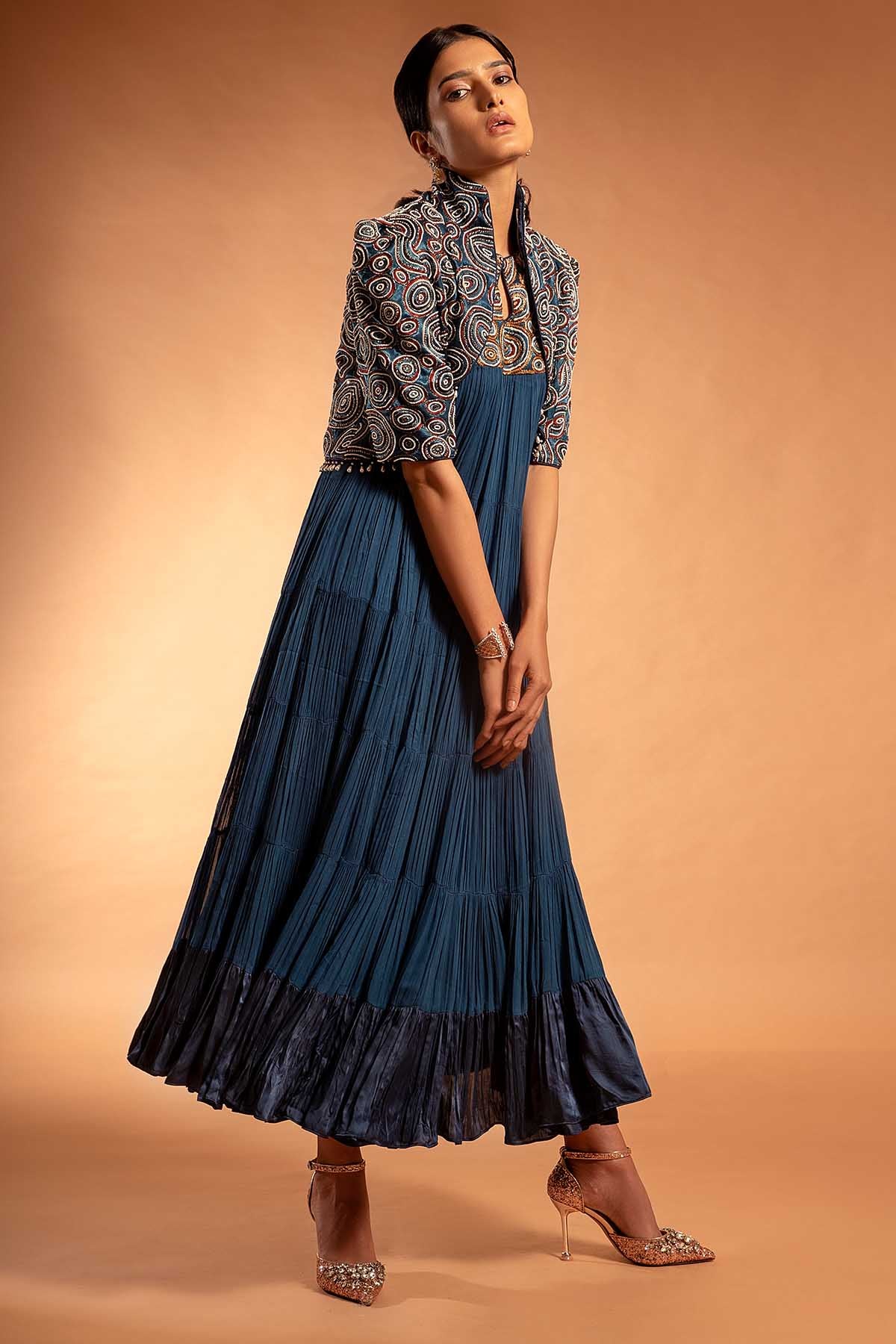 Blue Cutdana Embroidered Dress