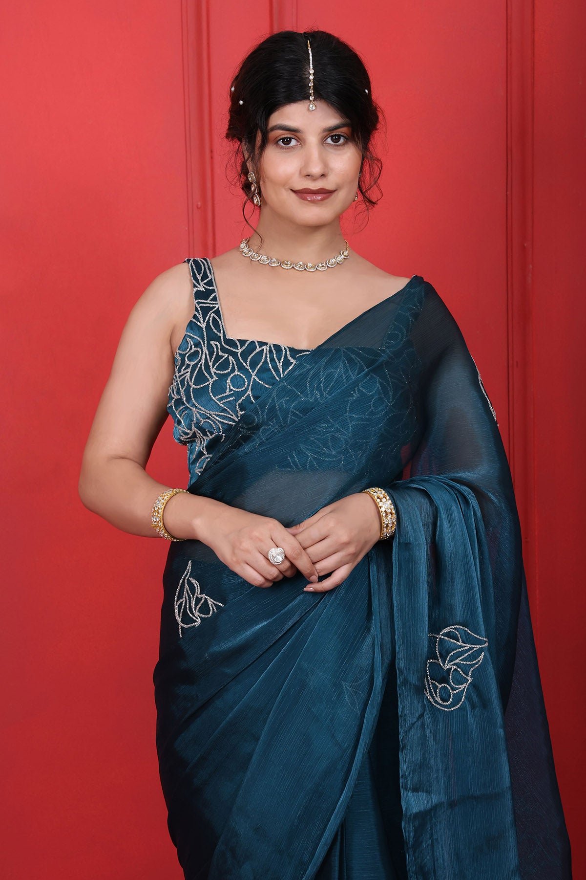 Blue Cutdana Embroidered Saree