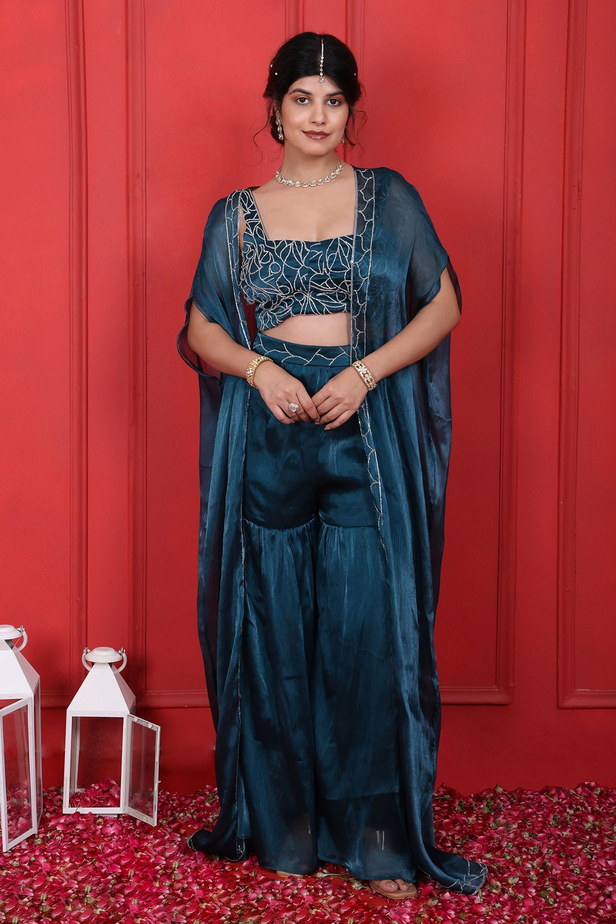 Buy Blue Cutdana Indo-Western Set by Namita Sharma for women online at ScrollnShops