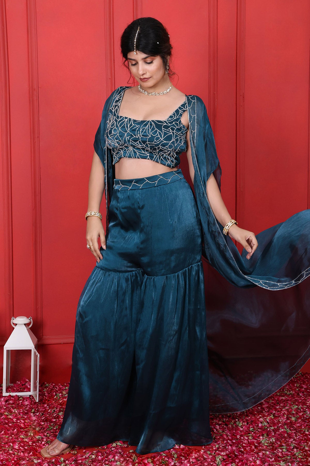 Blue Cutdana Indo-Western Set