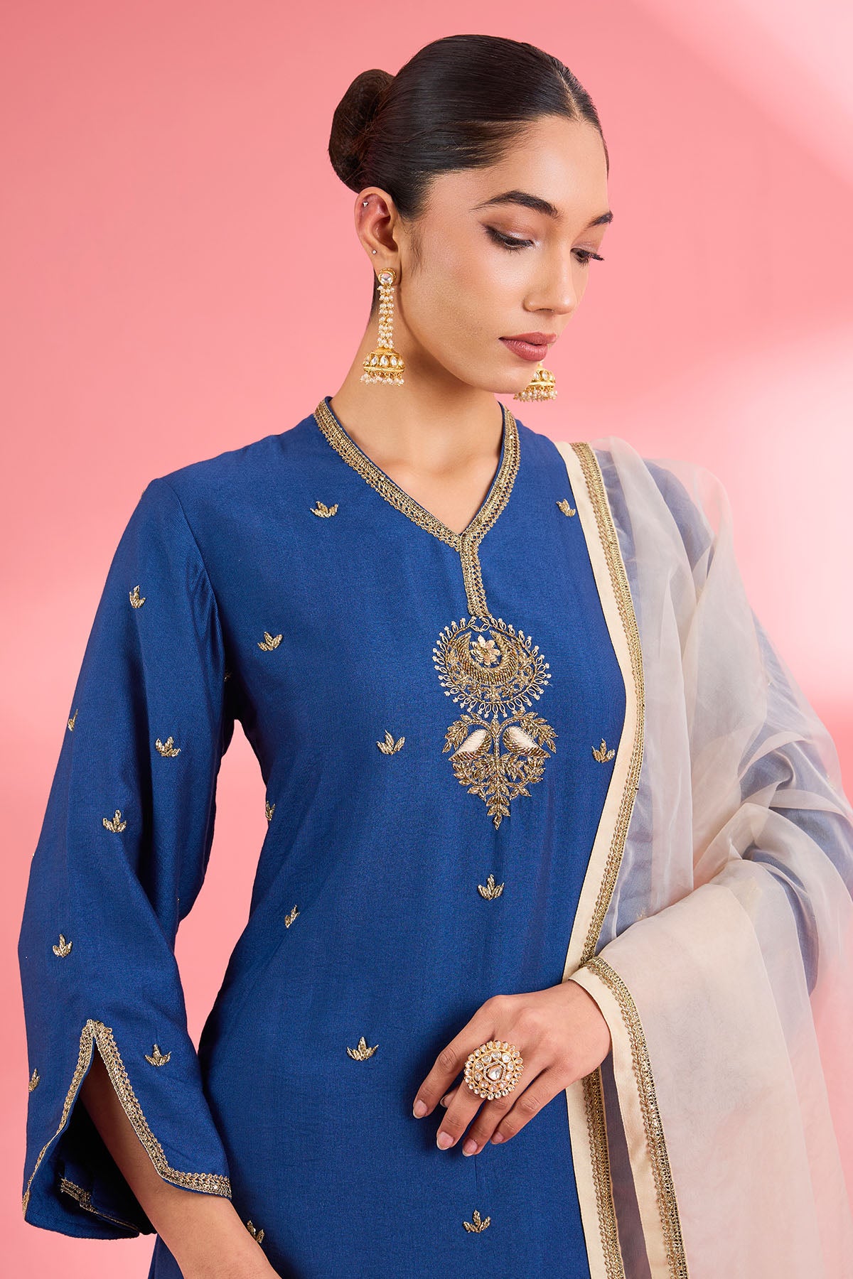 Blue Cutdana Motifs Kurta Set