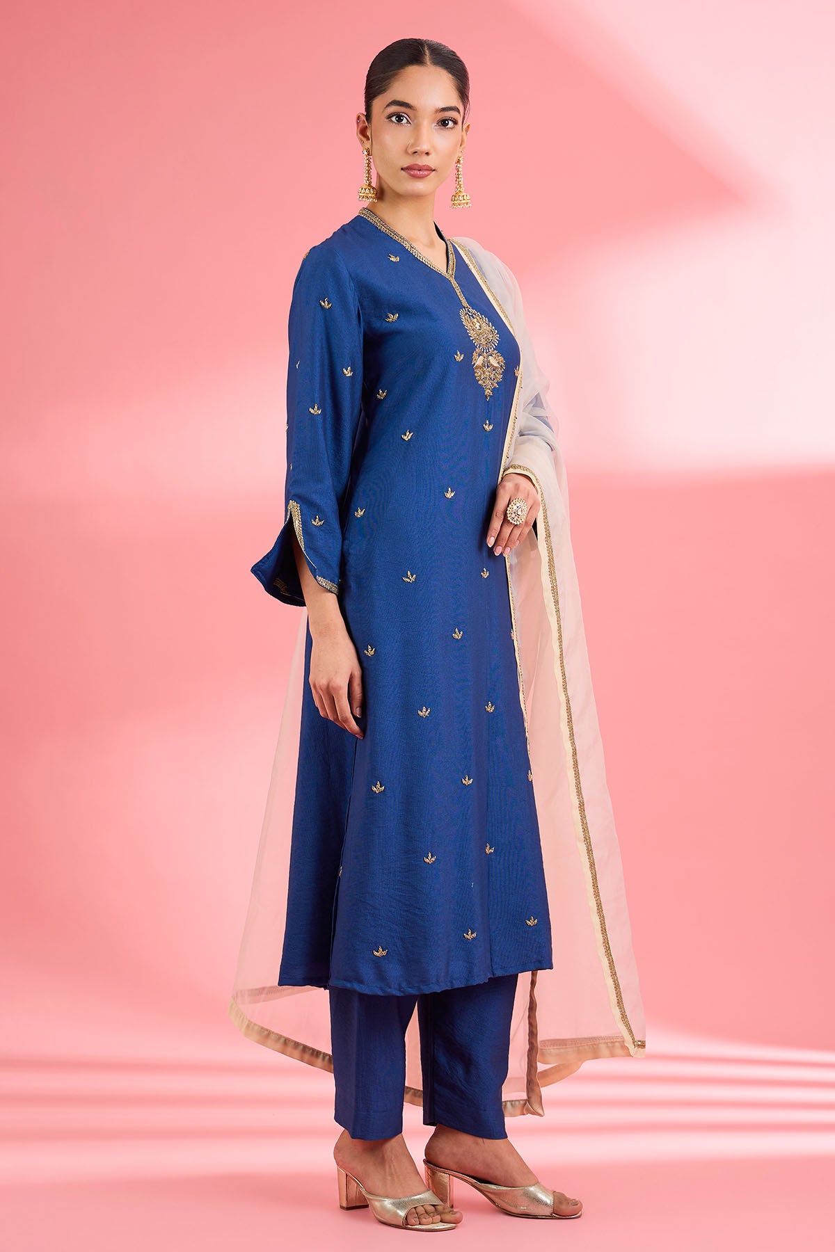 Blue Cutdana Motifs Kurta Set