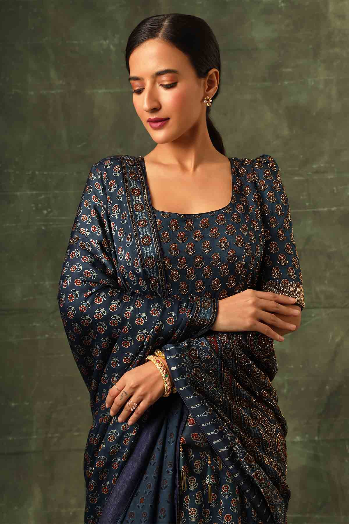 Blue Cutdana Work Anarkali Set