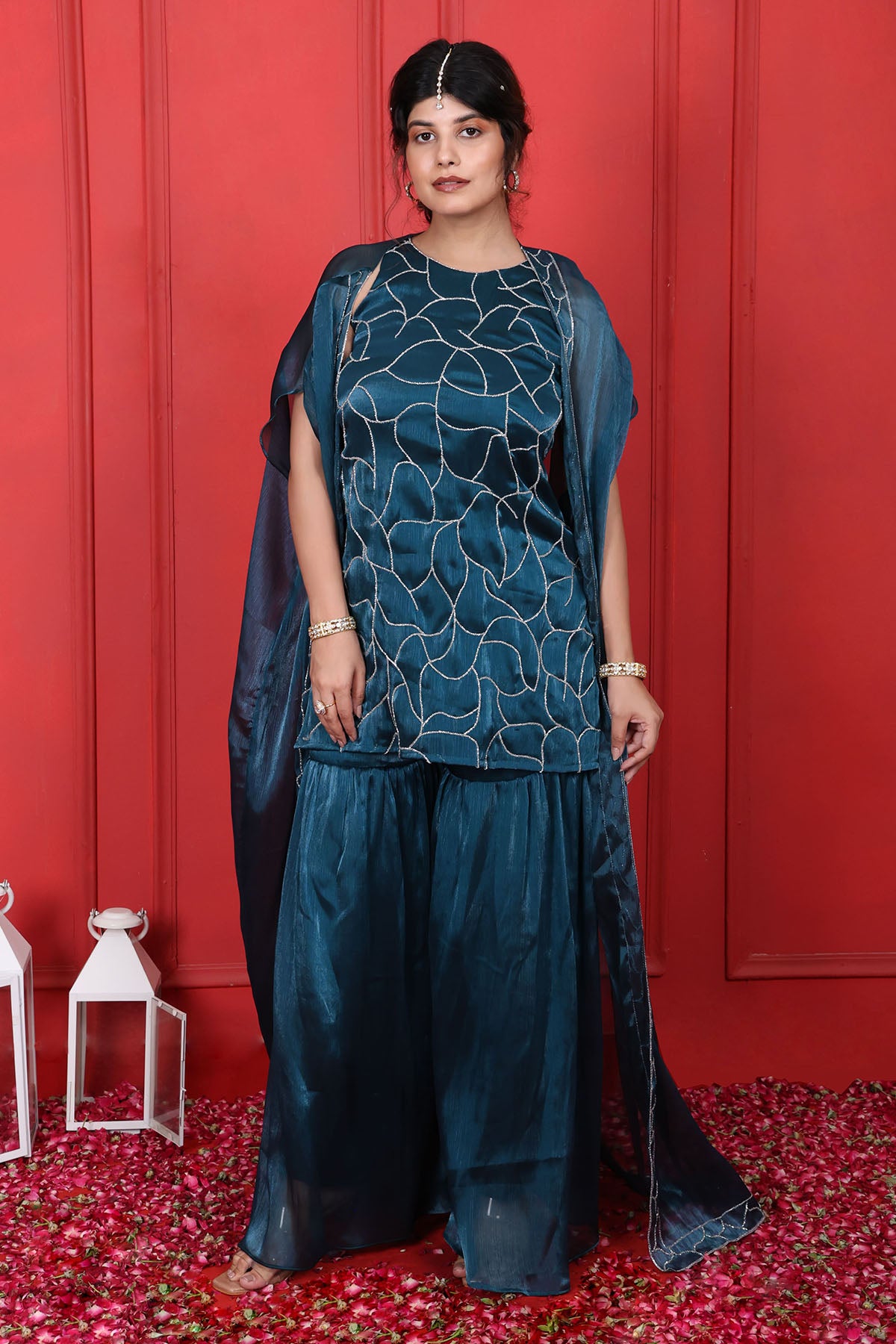 Blue Cutdana Work Kurta Set