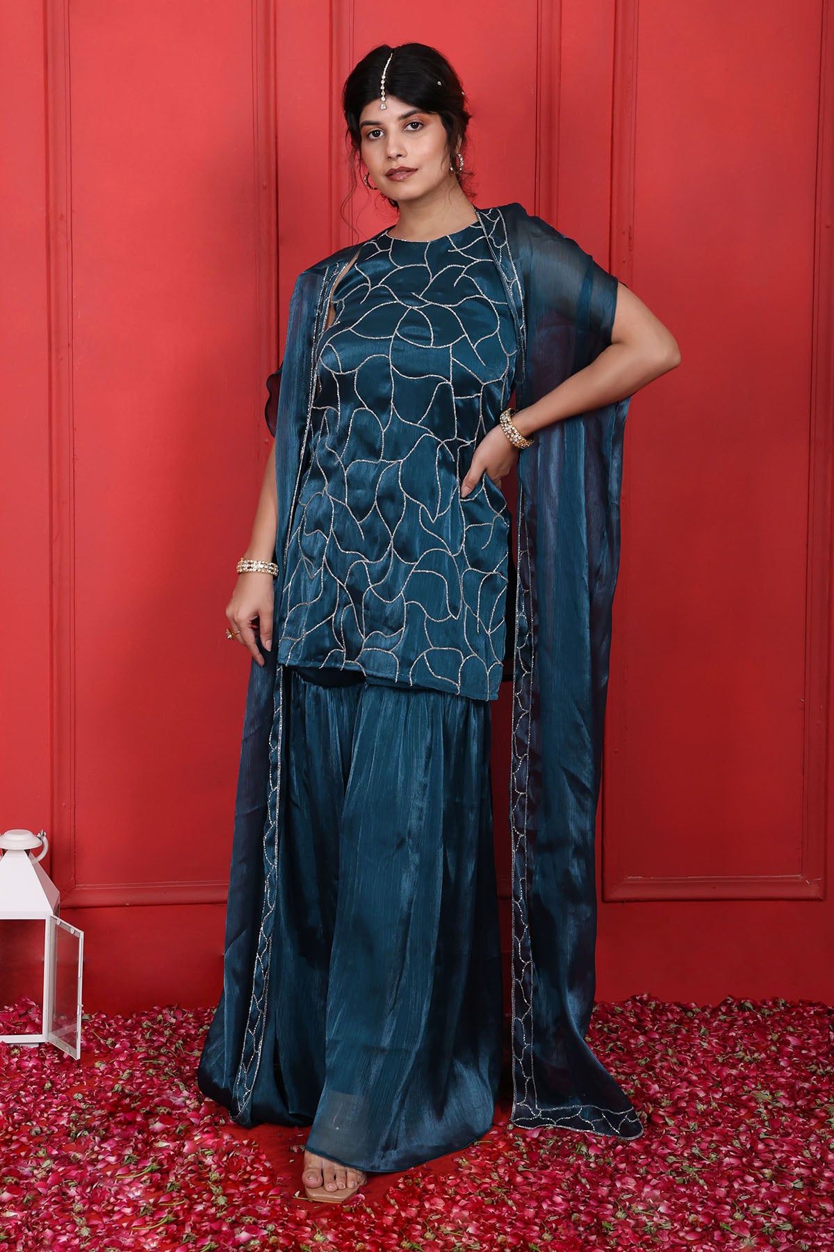 Blue Cutdana Work Kurta Set