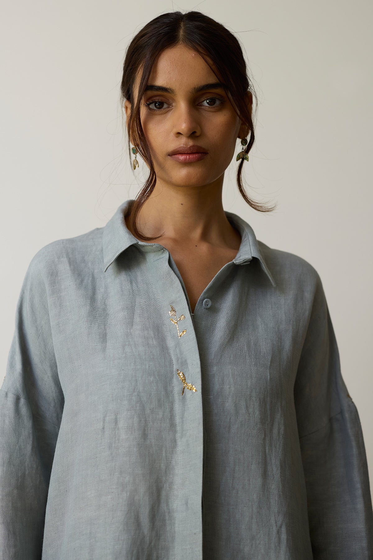 Blue Dabka Embroidery Kurta Set