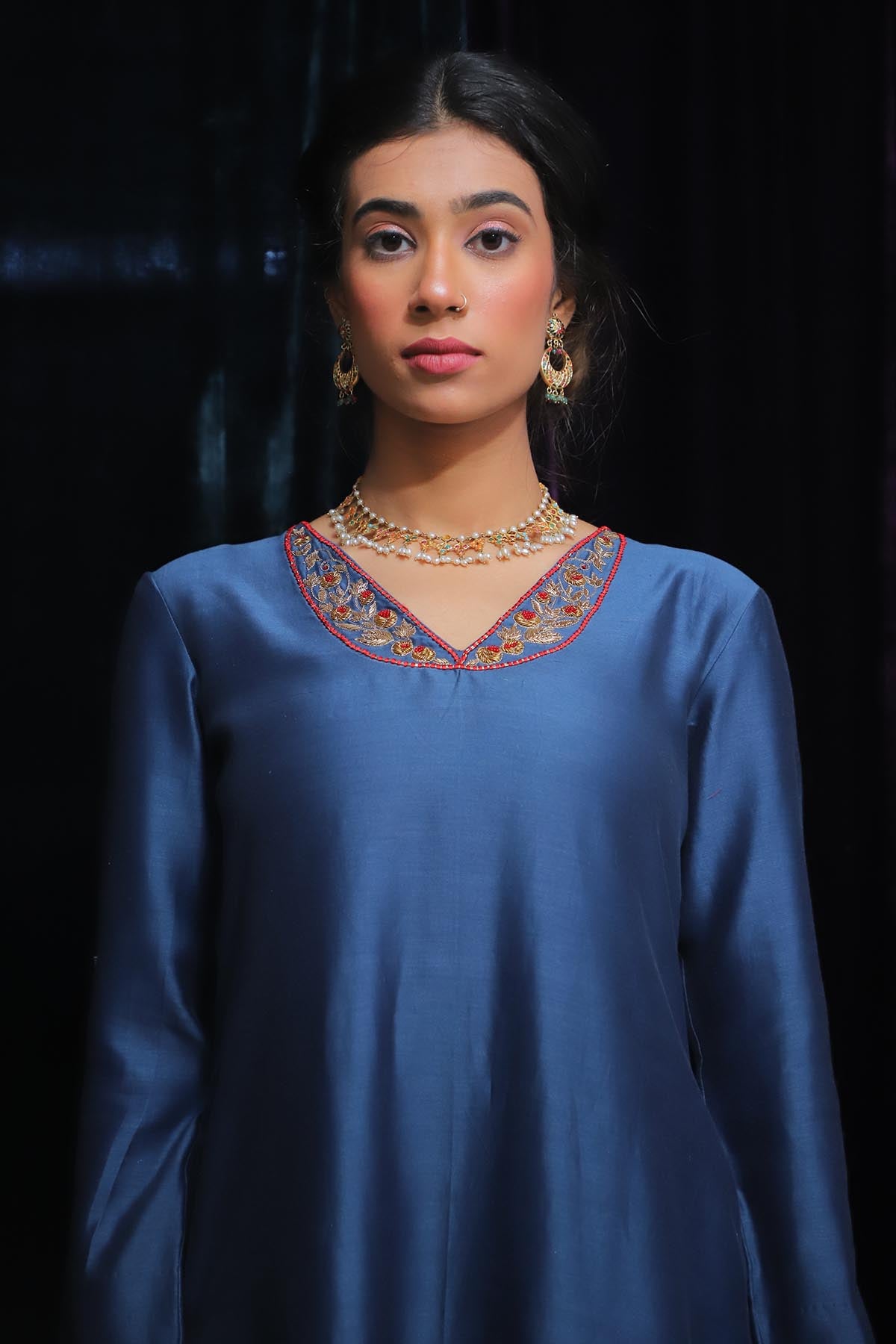 Blue Dabka Zardosi Kurta Set