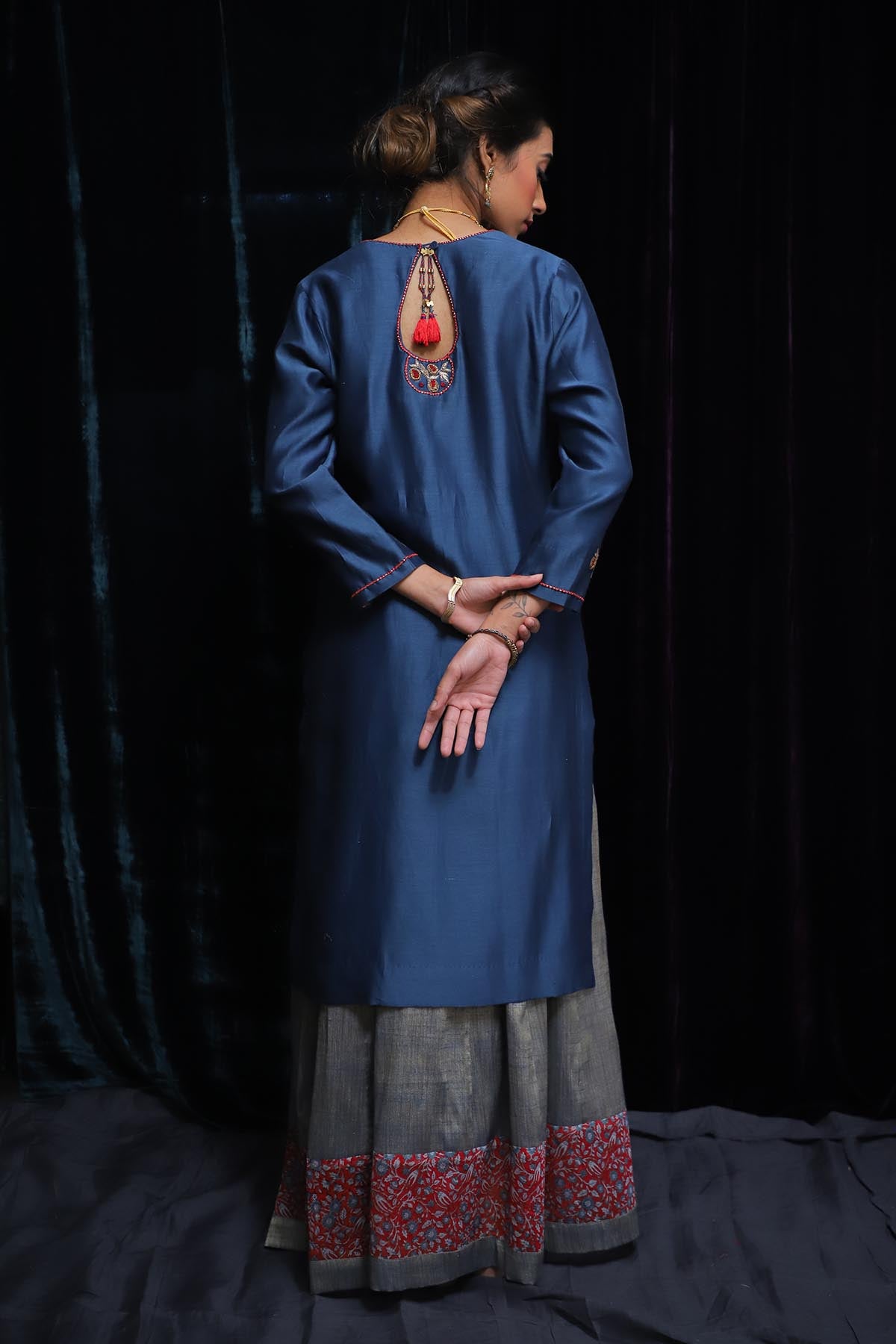 Blue Dabka Zardosi Kurta Set