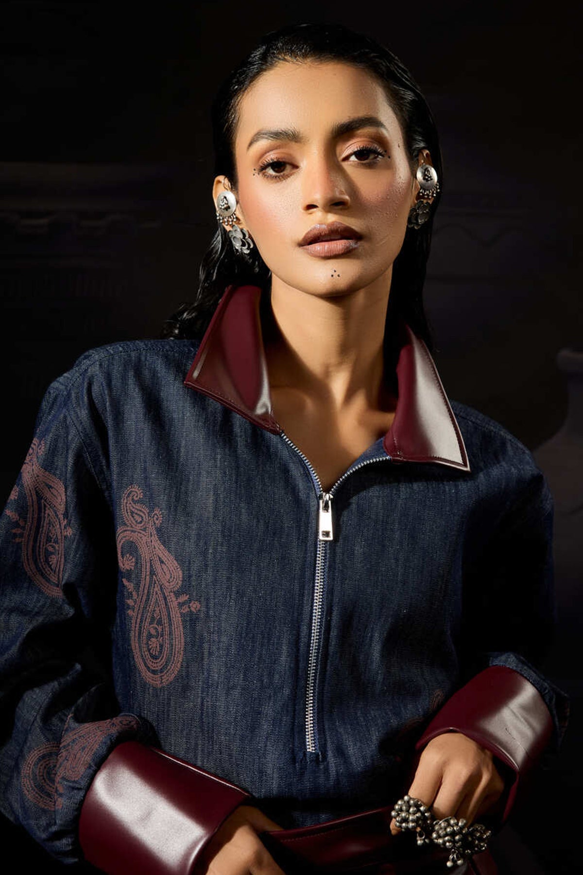 Buy Blue Denim Paisley Printed Top for women by ADK online available at scrollnshops