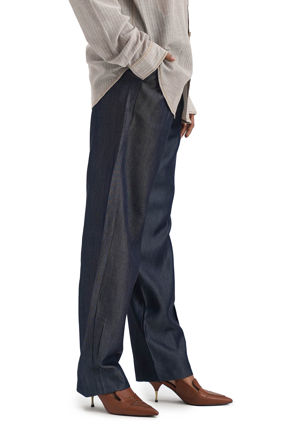 Blue Denim Straight Fit Pants