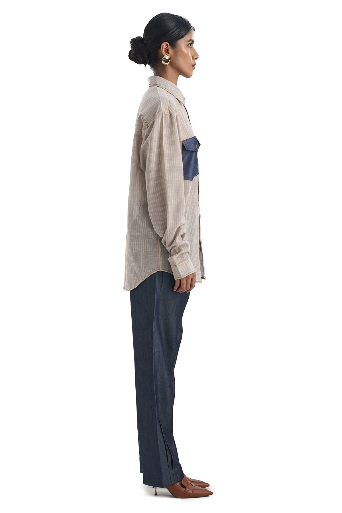 Blue Denim Straight Fit Pants