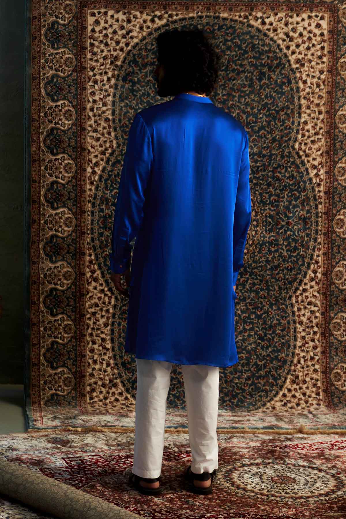 Blue Detail Pocket Kurta Set