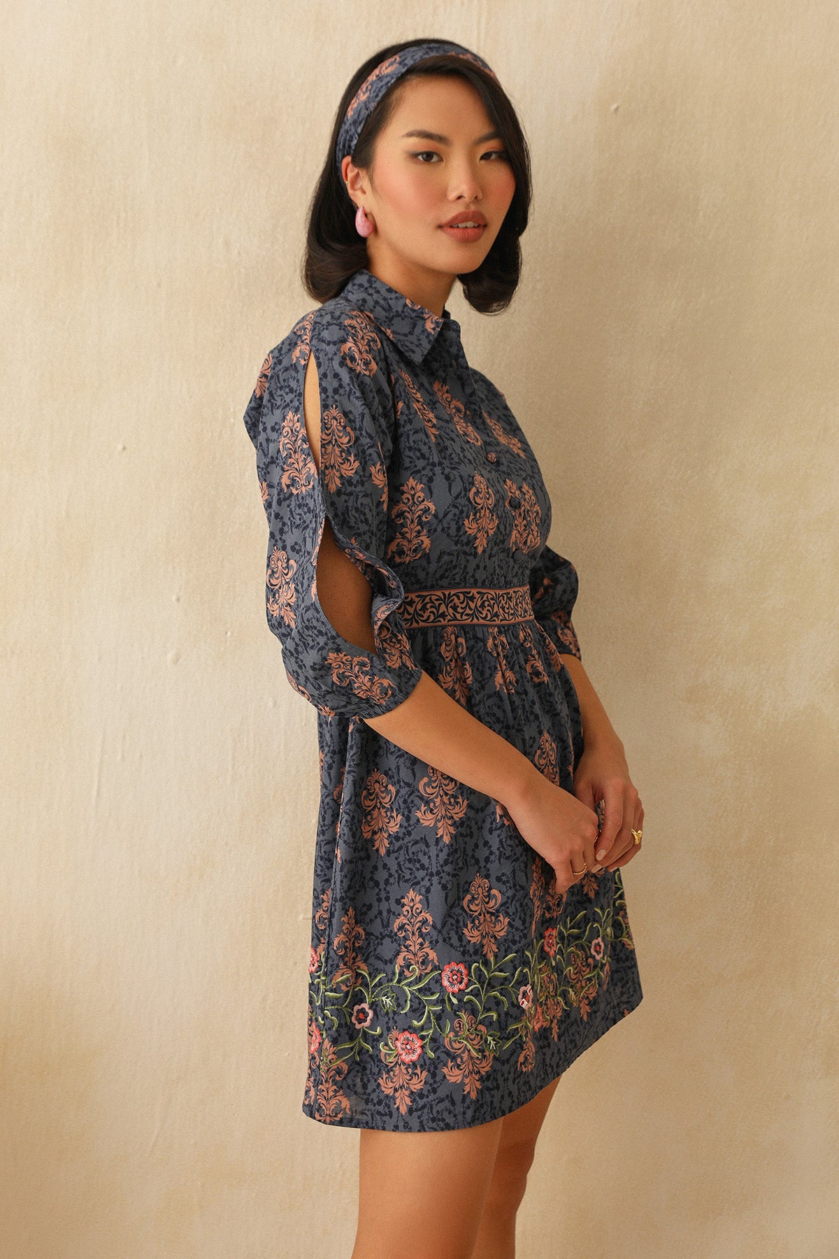 Blue Digital Ethnic Print Dress
