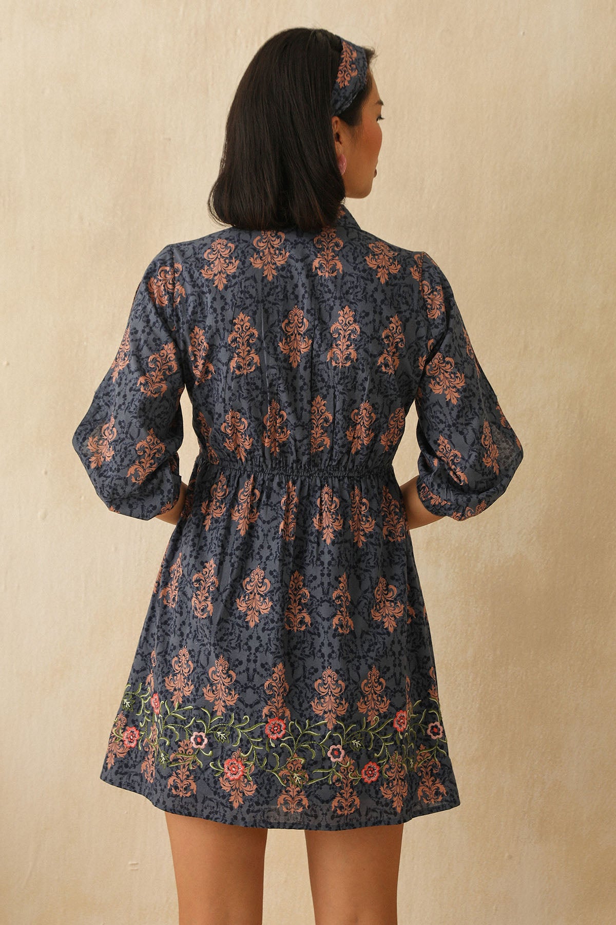 Blue Digital Ethnic Print Dress