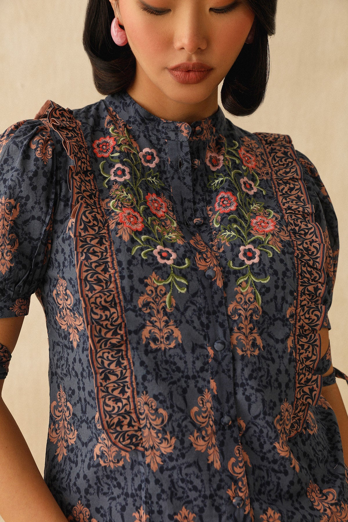 Blue Digital Ethnic Print Shirt