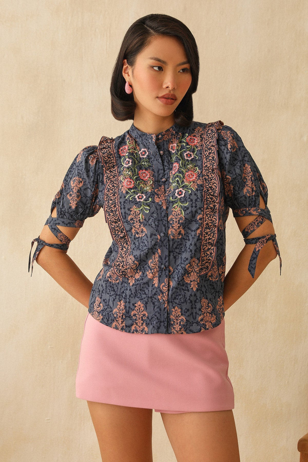 Buy Blue Digital Ethnic Print Shirt by Sewtable Clothing for Women online at ScrollnShops