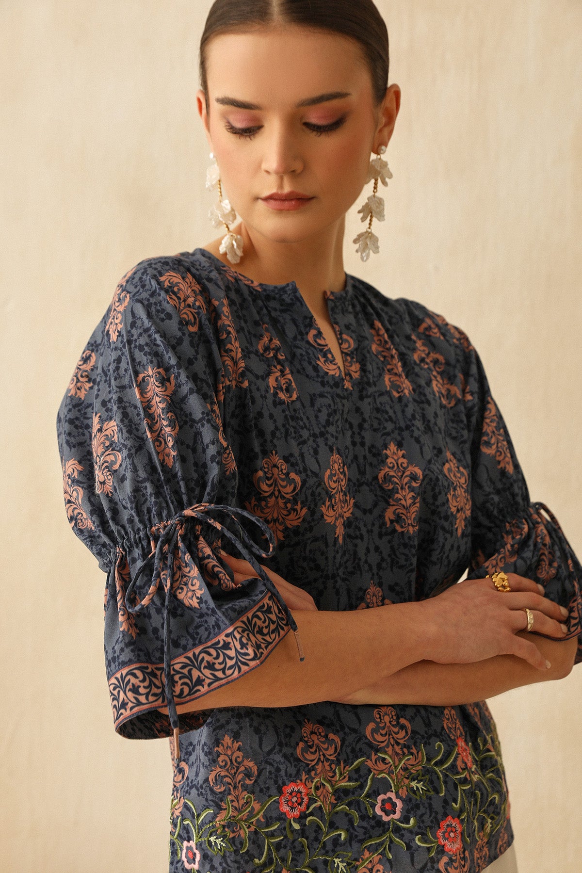 Blue Digital Ethnic Print Top