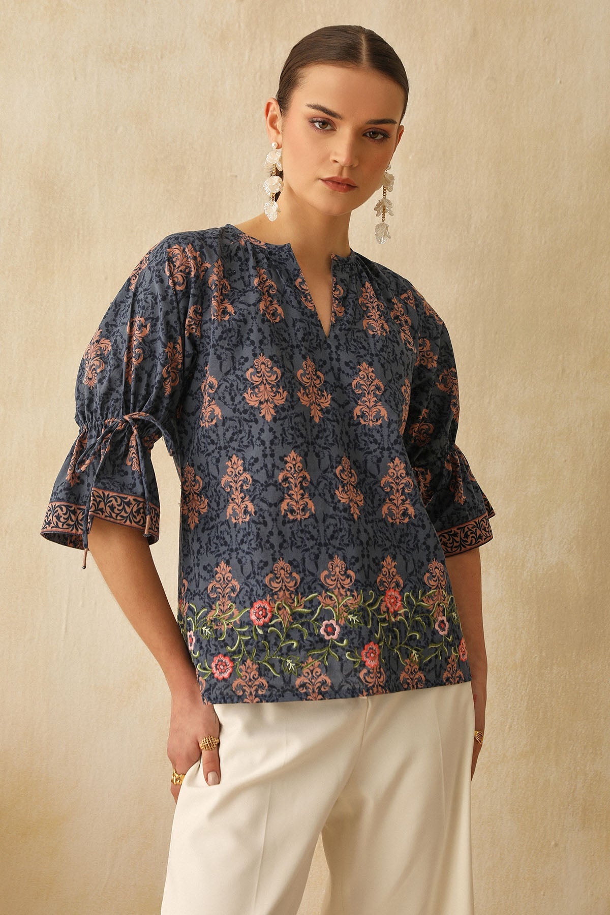 Buy Blue Digital Ethnic Print Top by Sewtable Clothing for Women online at ScrollnShops