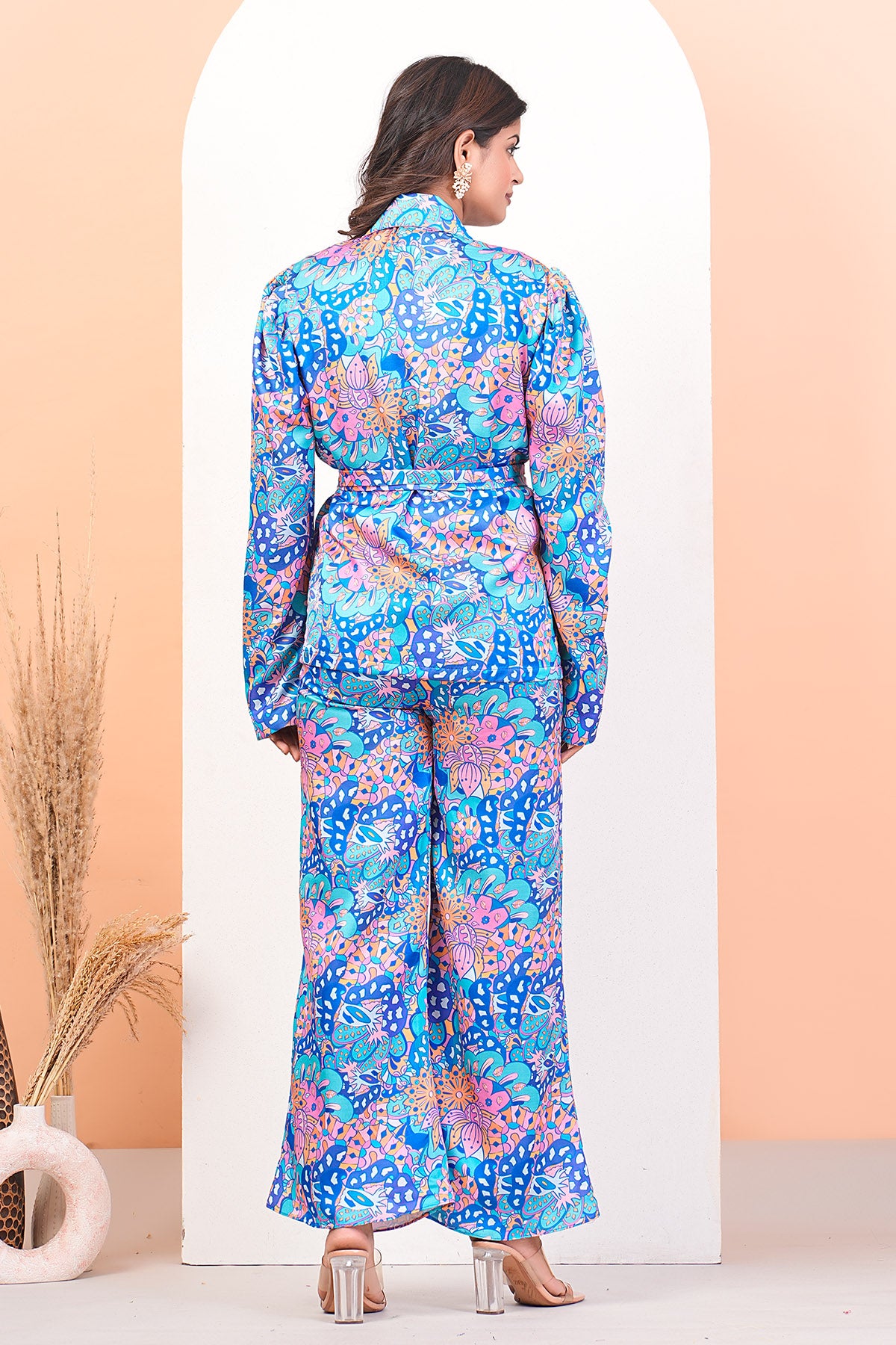 Blue Digital Printed Jacket Set