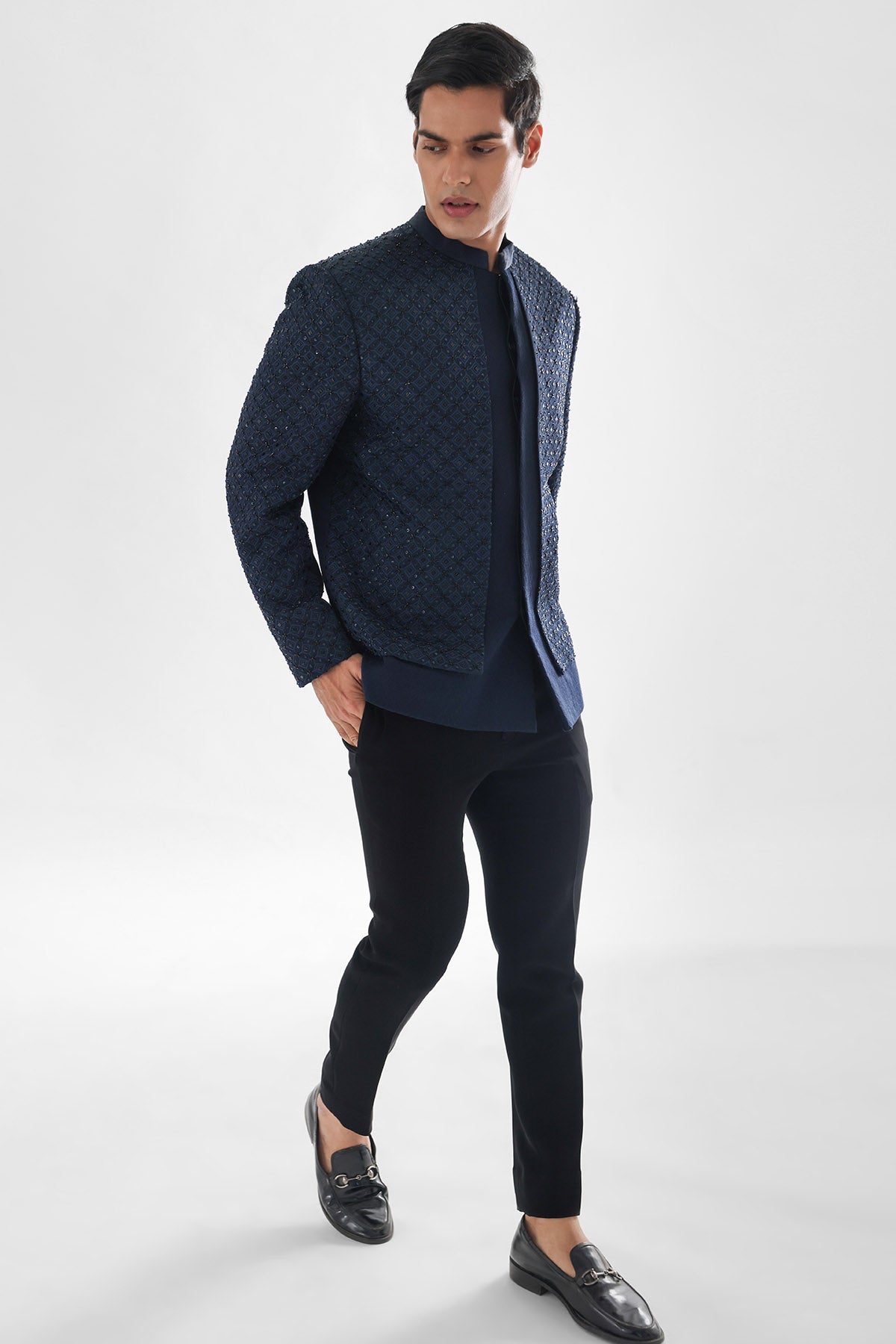 Blue Double Paneled Tuxedo Set
