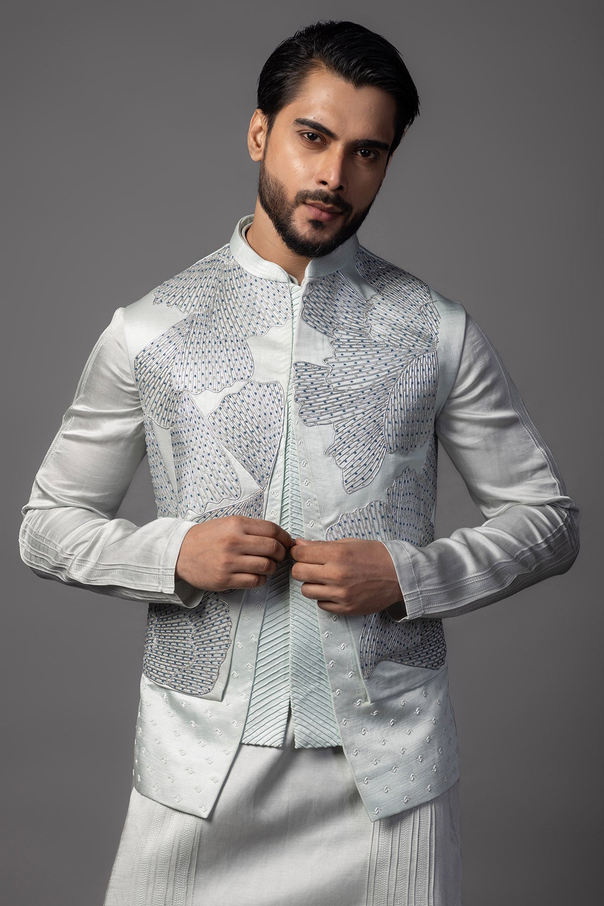 Blue Double Panelled Kurta Set