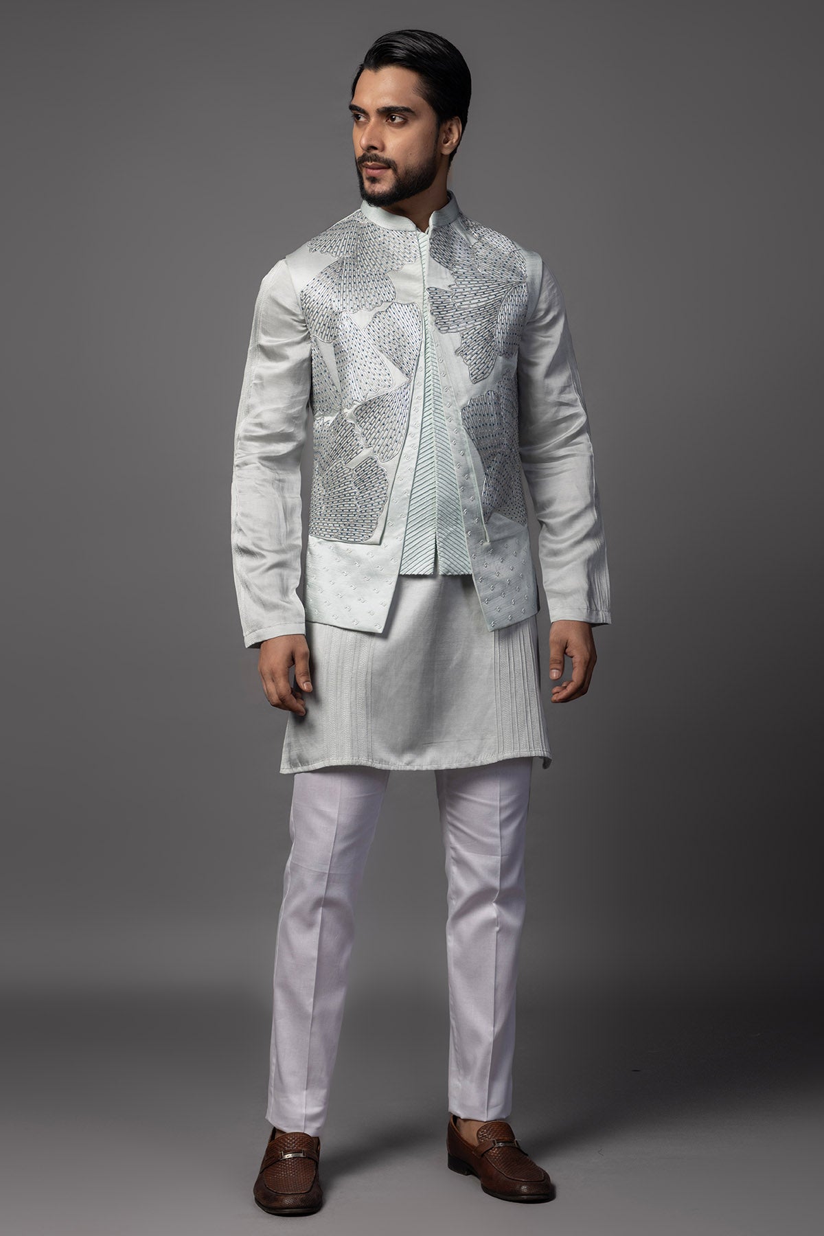 Buy Blue Double Panelled Kurta Set for men by Paarsh Atelier online available at scrollnshops