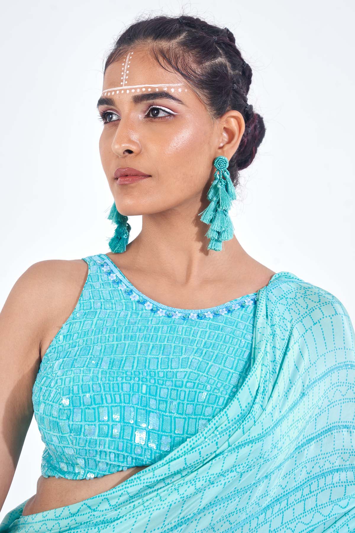 Blue Draped Ready To Wear Saree