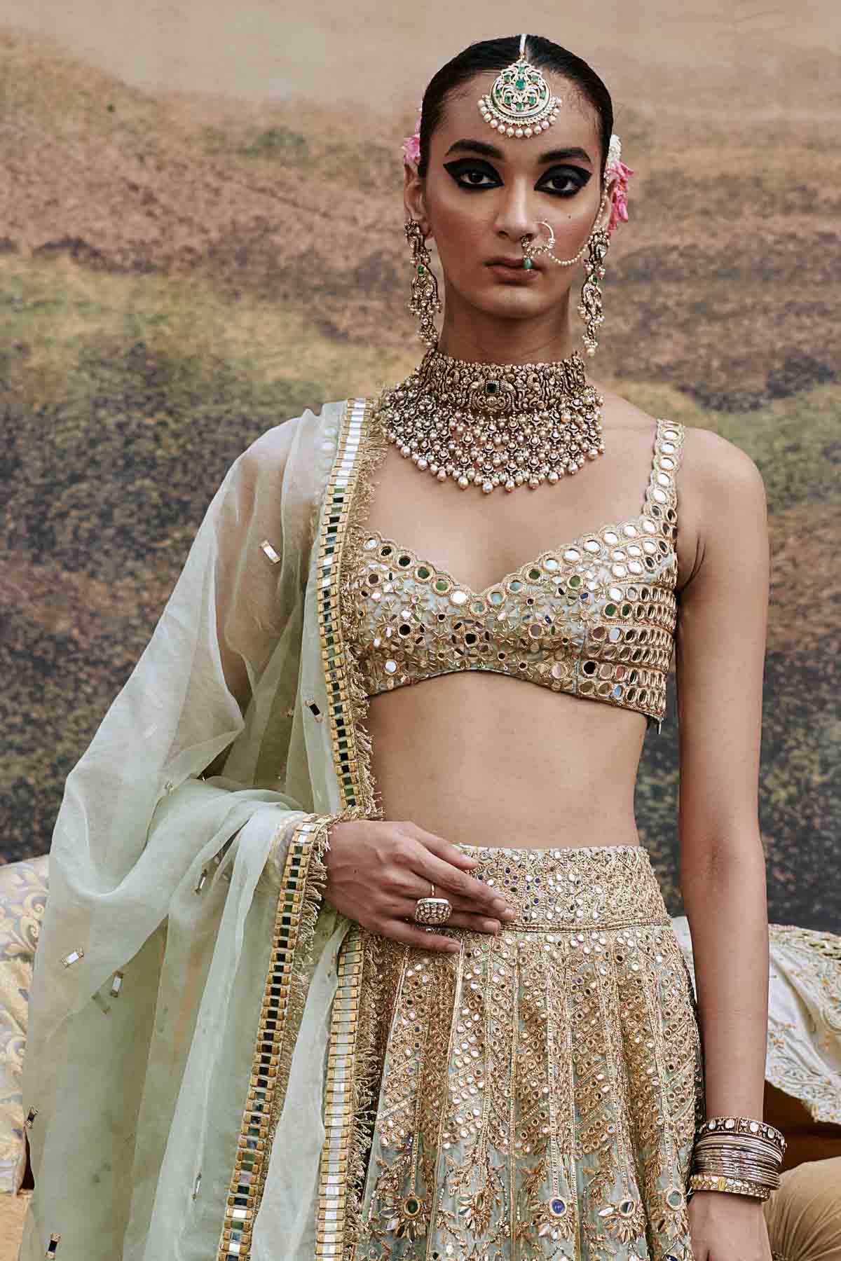 Blue Elephant Motif Lehenga Set