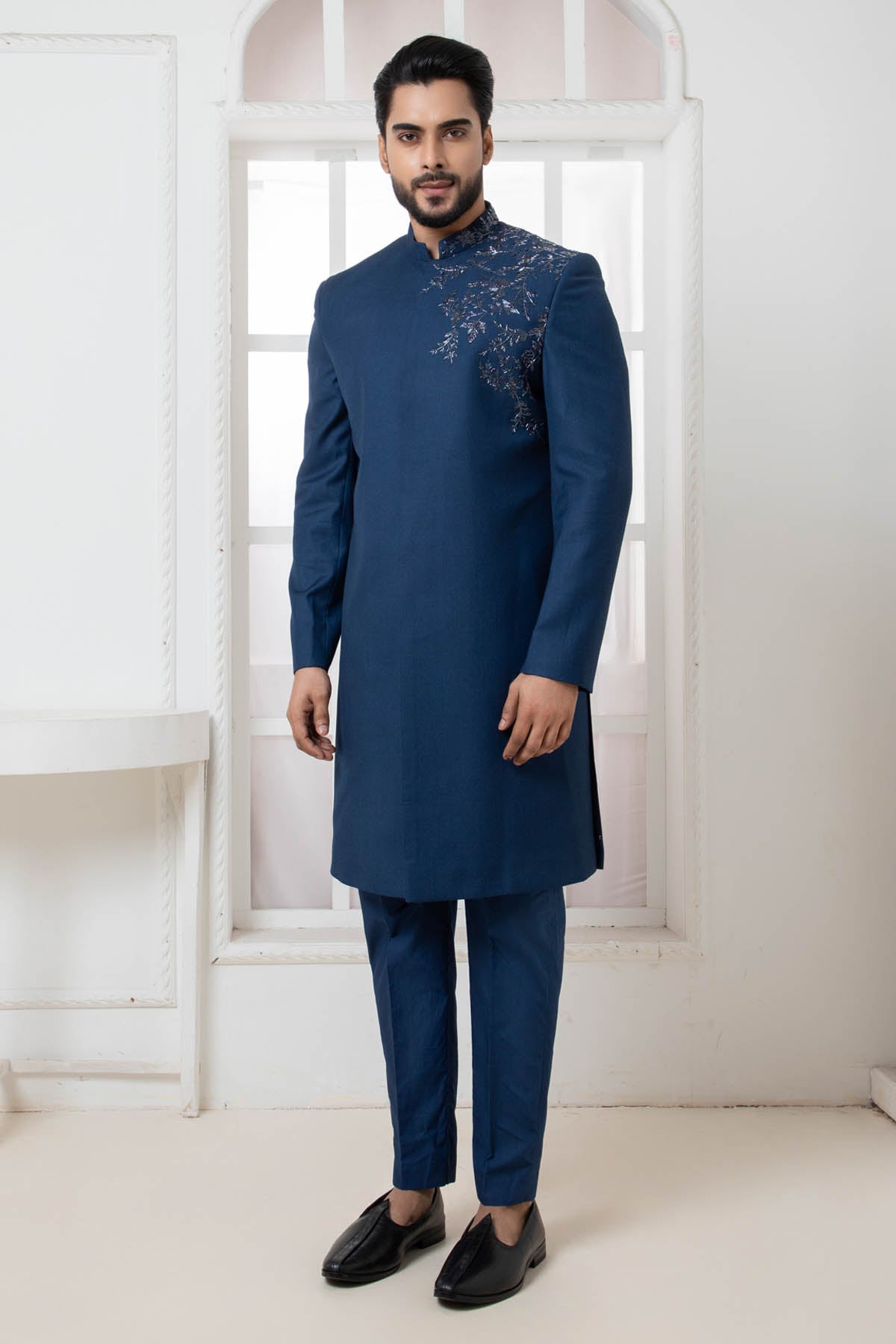 Blue Embellished Bandhagala Set