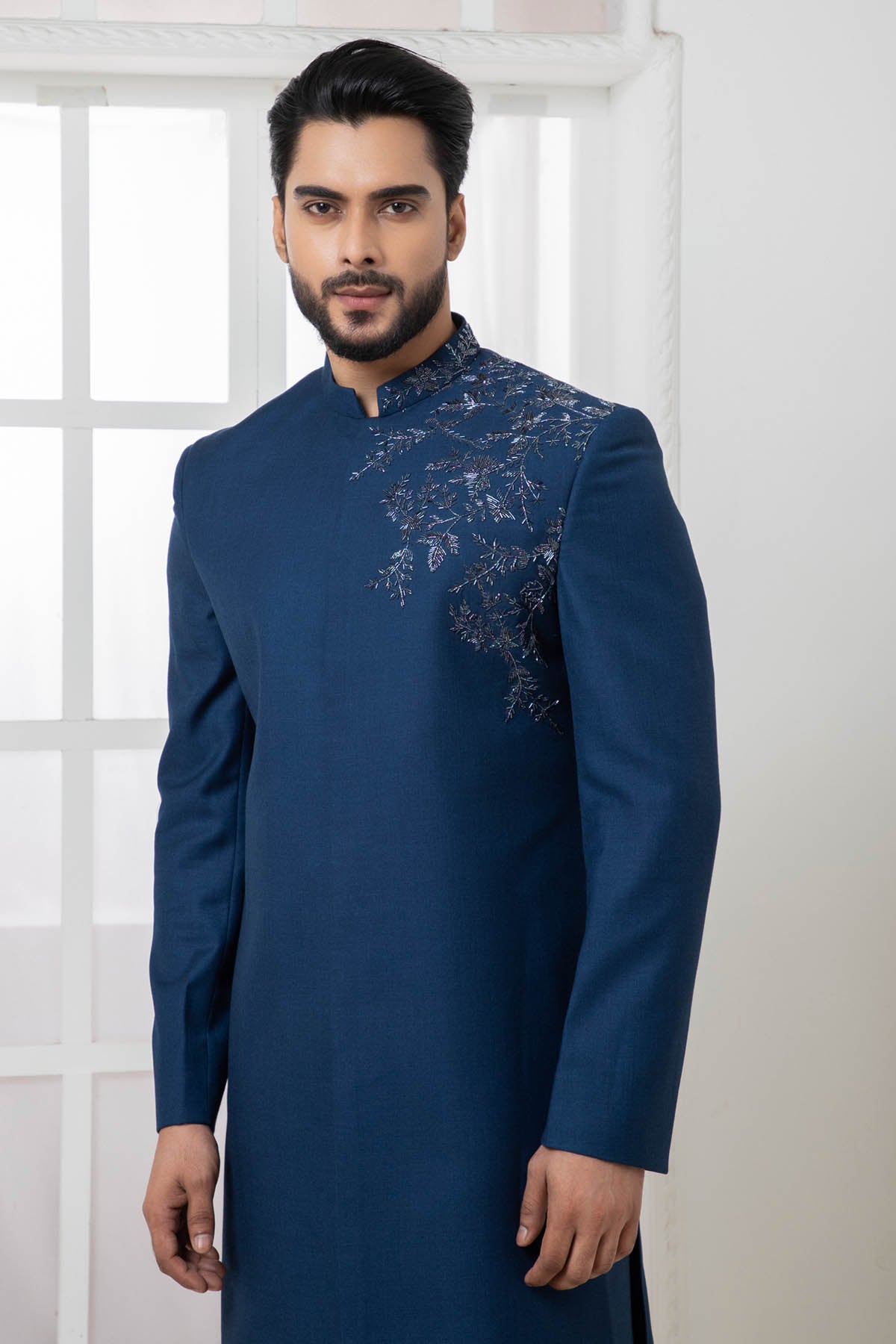 Blue Embellished Bandhagala Set