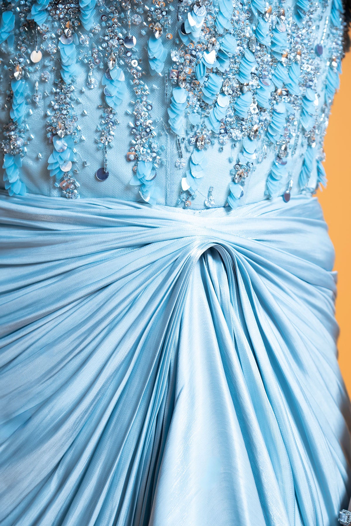 Blue Embellished Gown & Dupatta