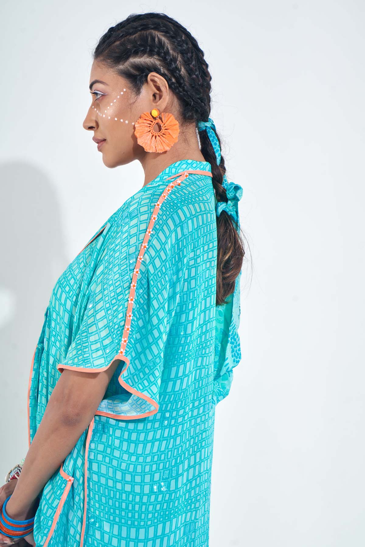 Blue Embellished Kaftan & Top