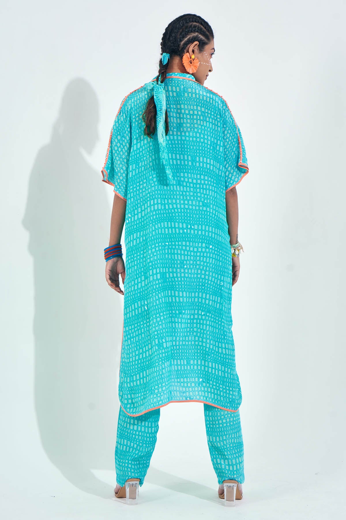 Blue Embellished Kaftan & Top