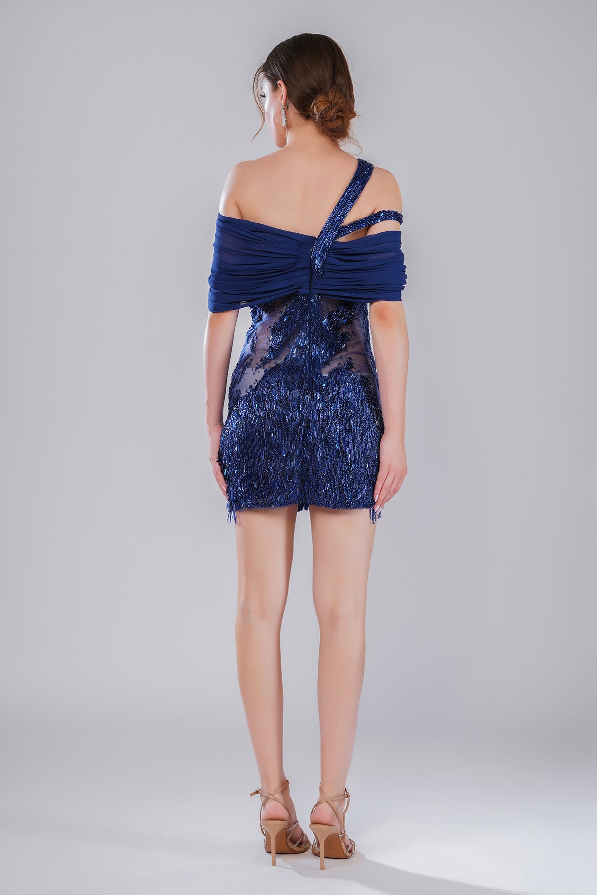 Blue Embellished Mini Dress