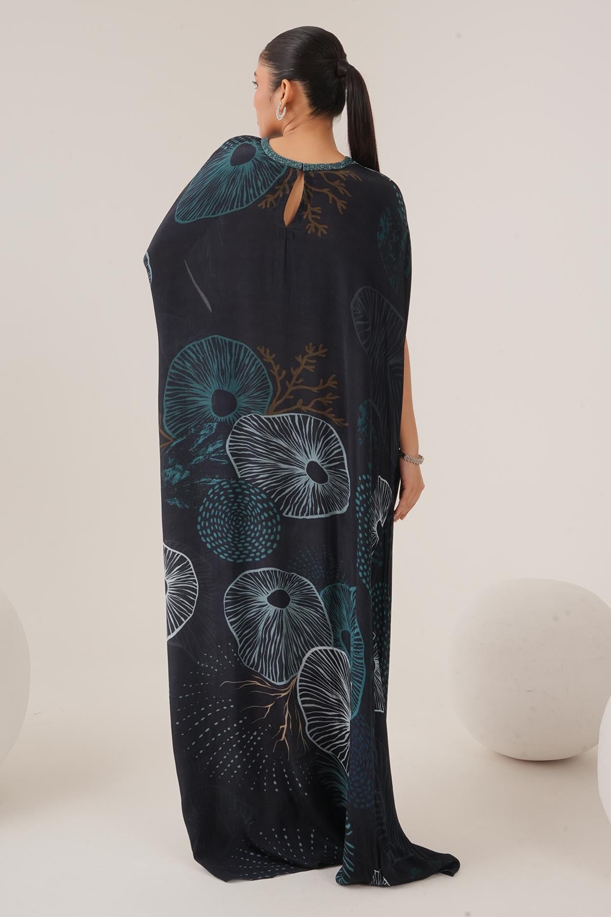 Blue Embellished Neck Dress