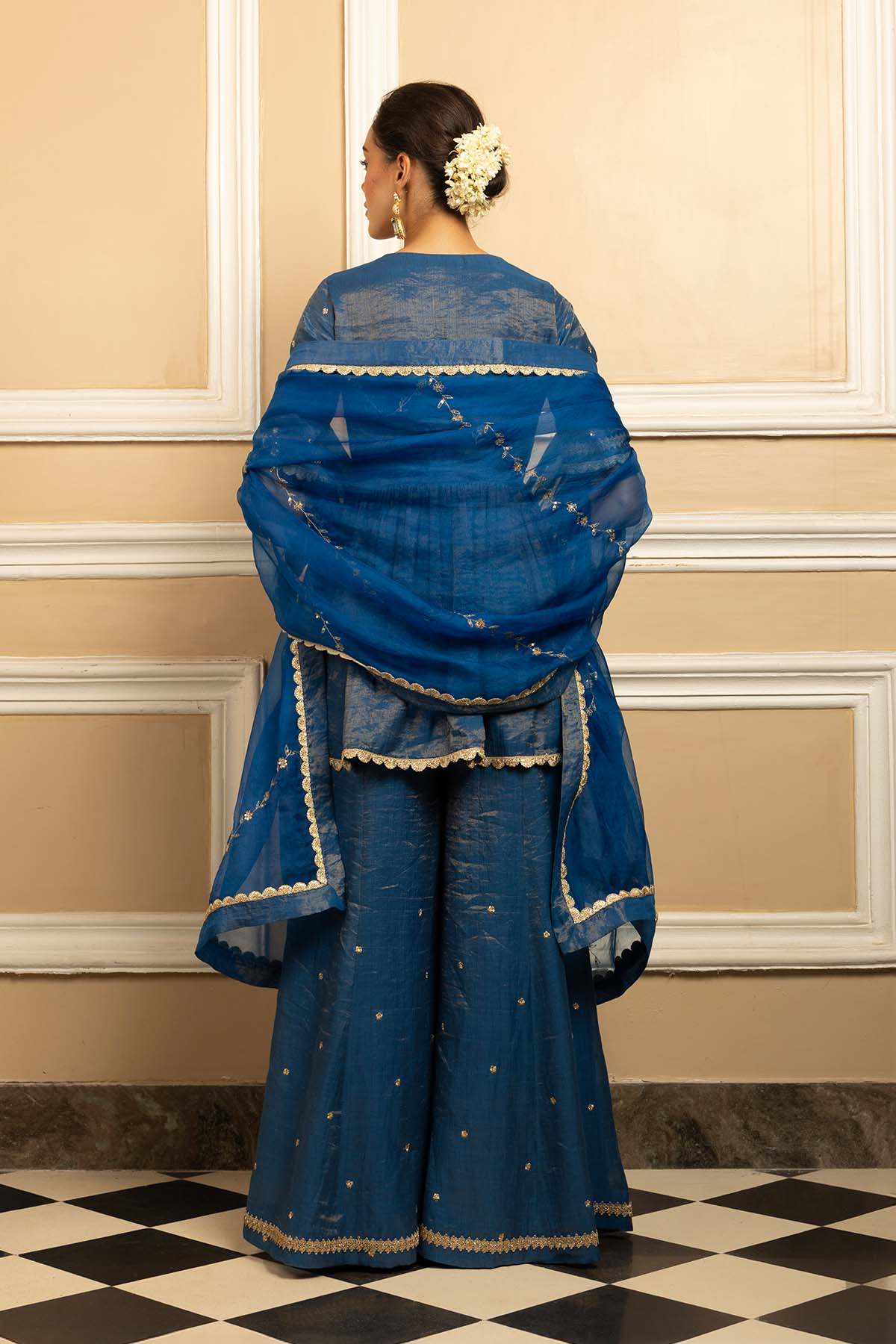 Blue Embellished Sharara Set