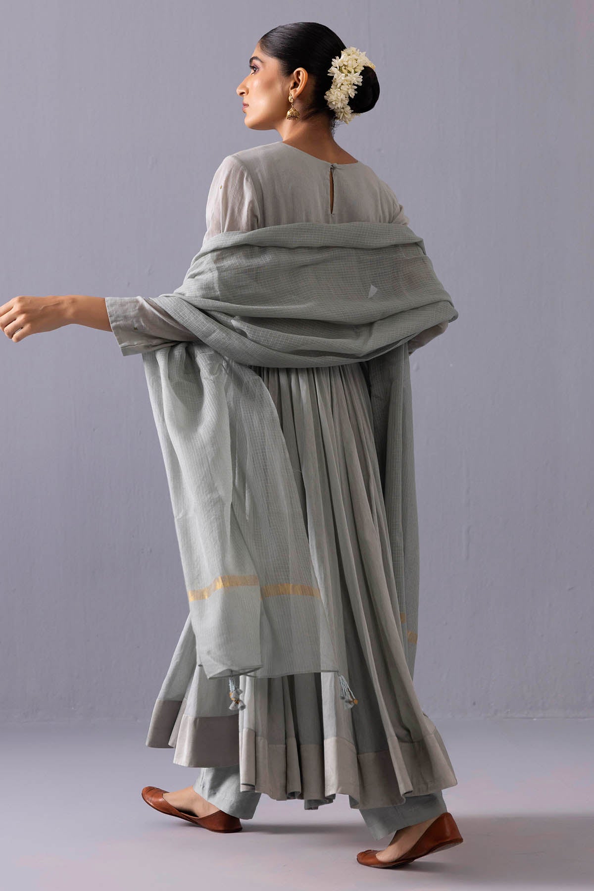 Blue Embroidered Anarkali Set