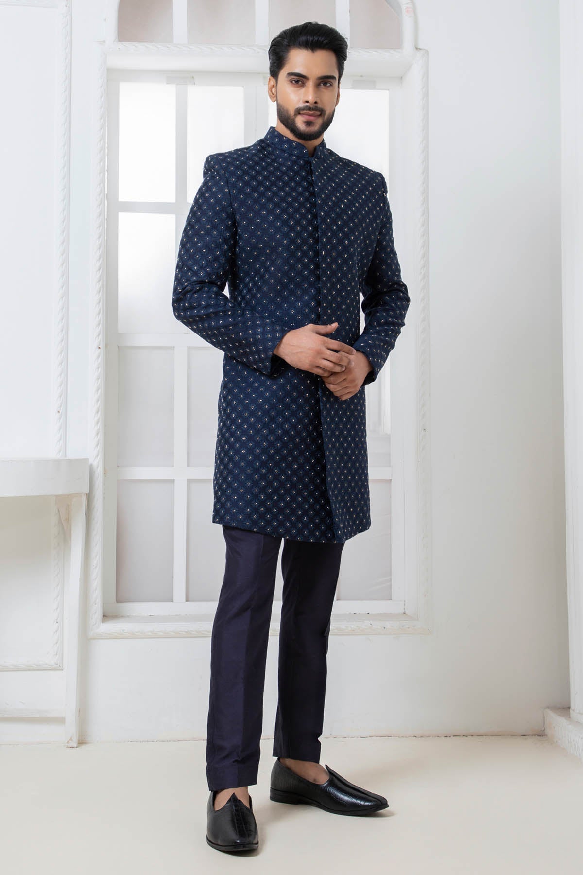 Buy Blue Embroidered Bandhagala Set Online