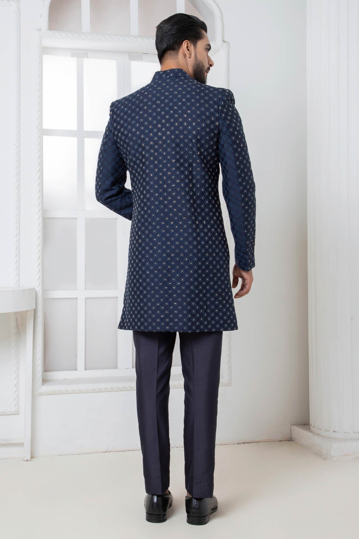 Blue Embroidered Bandhagala Set