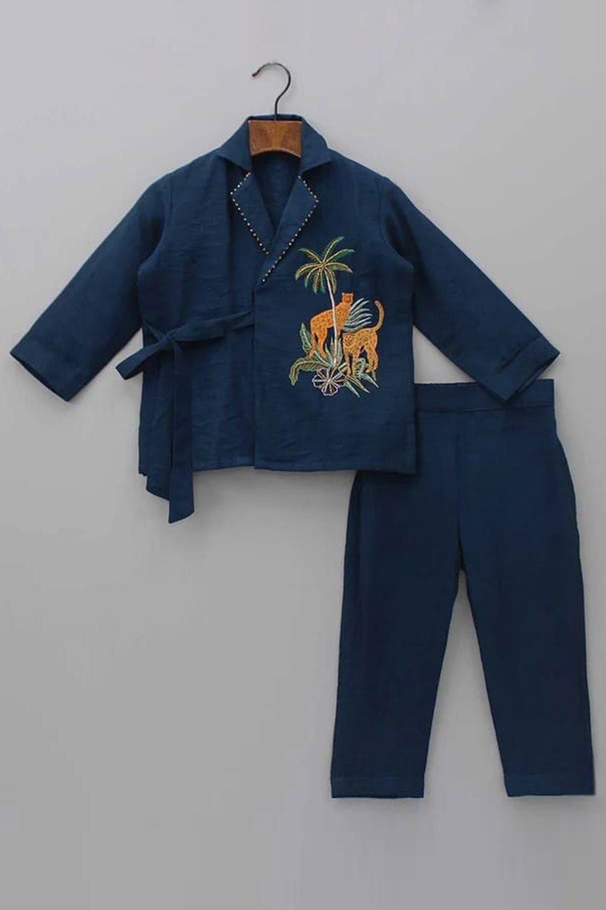 Little Brats Blue Embroidered Co-ord Set for girl online at ScrollnShops