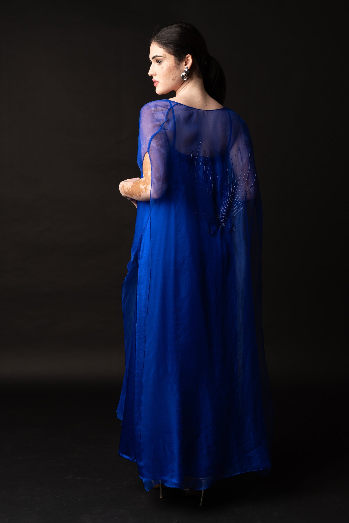 Blue Embroidered Dress & Cape