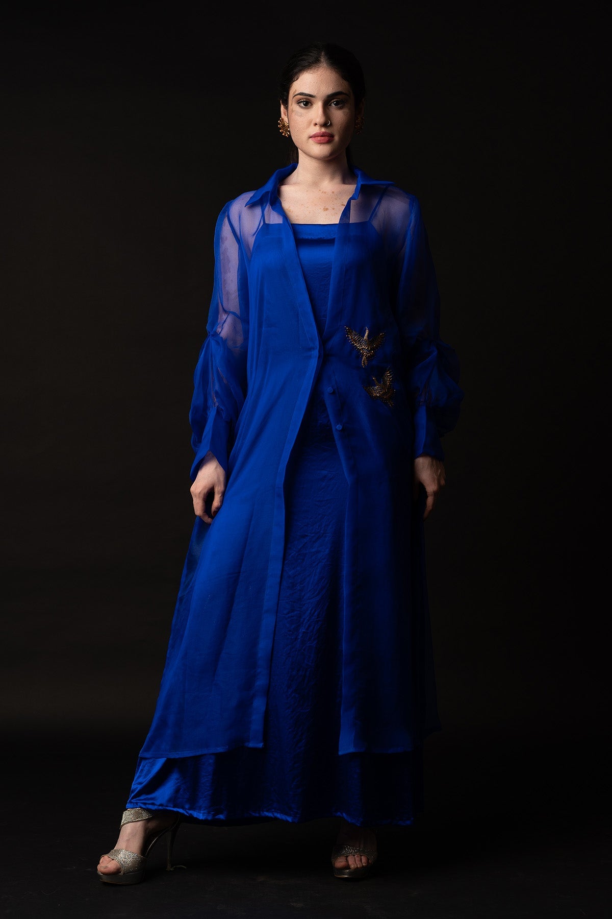 Buy Blue Embroidered Dress & Shirt by Krishnamani for Women online at ScrollnShops
