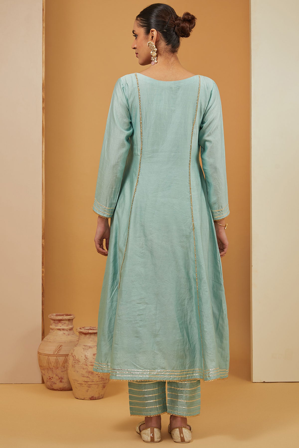 Blue Embroidered Flare Kurta Set