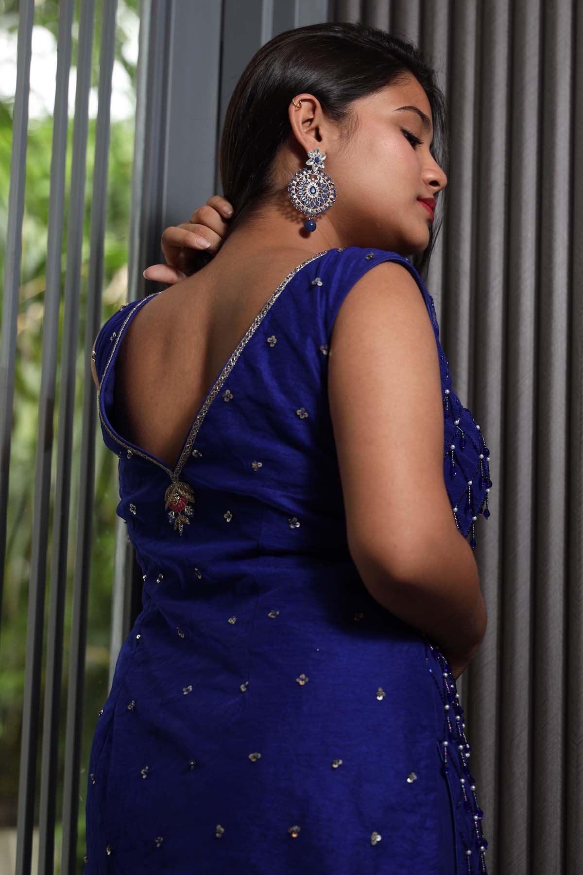 Blue Embroidered Gharara Set