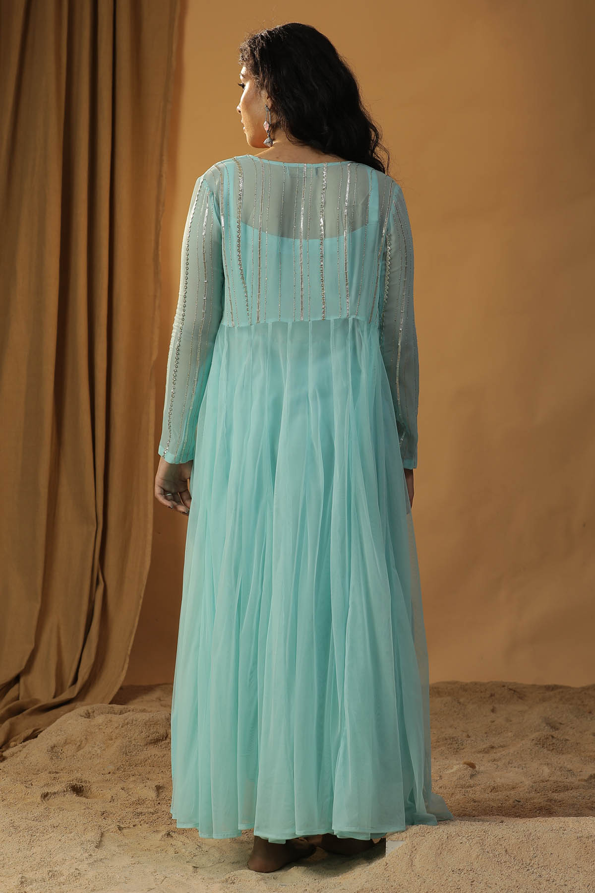 Blue Embroidered Jacket & Dress