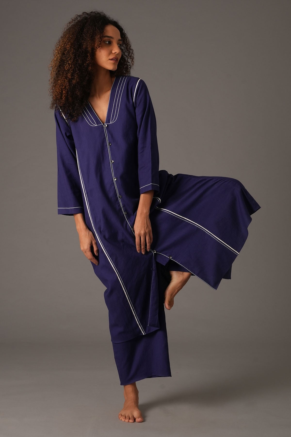 Buy Designer Cotton Blue Kurta & Pants Online