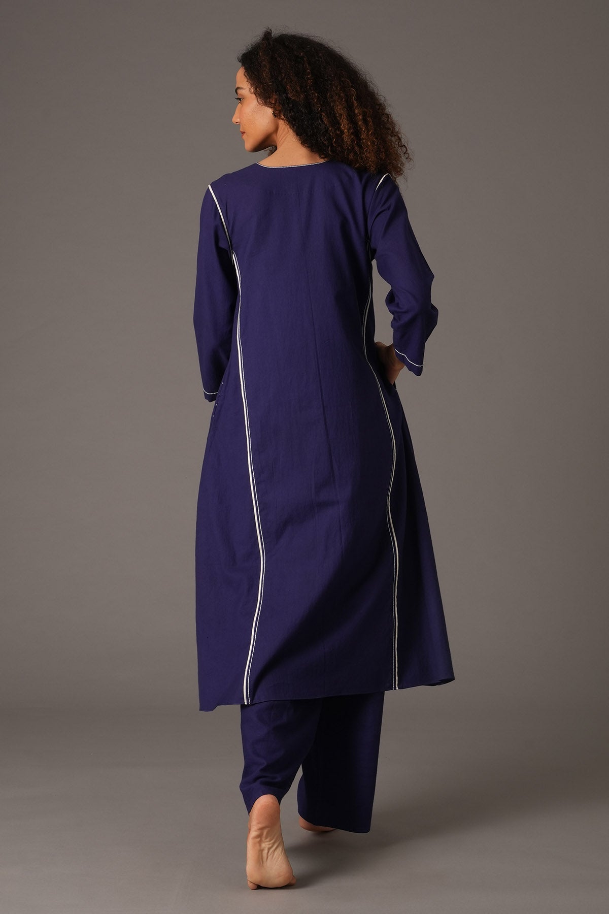 Handwoven Cotton Blue Kurta Set